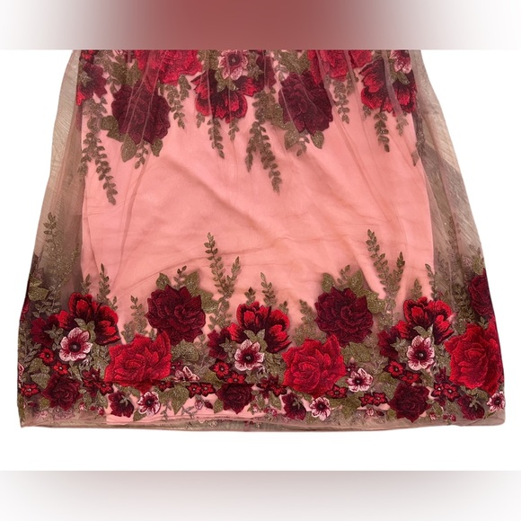Marchesa Notte Rose Throw Floral Red Pink Tulle Embroidered Dress Size 12 Love - Picture 4 of 16